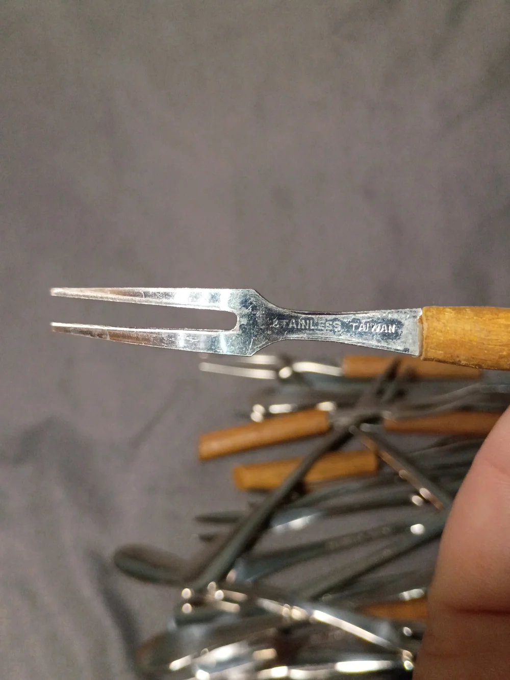 Stainless Steel Cocktail Picks with Wood Handles - Set of Forks